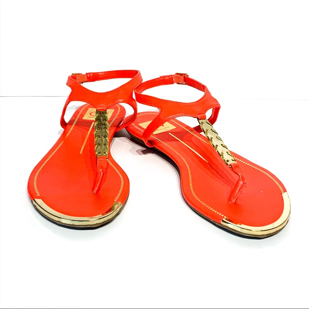DOLCE VITA Orange and Gold Ankle Strap Sandal 7.5